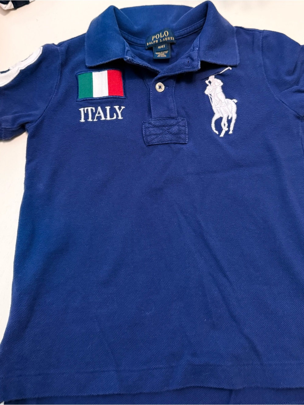 Polo by Ralph Lauren Blue Italy Crest Polo Shirt with White Pony